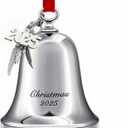Christmas Bell Ornament Iron Plated Bell Ornament with Red Ribbon Perfect Annual Christmas Tree Decoration 2025 (Silver