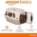 Amazon Basics Hard-Sided Dog and Cat Kennel, Single-Door Travel Pet Carrier with Metal Wire Ventilation, 23.6"L x 15.7"W x 13"H, Beige