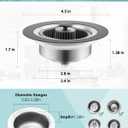 3 in 1 Kitchen Sink Stopper and Strainer Combo, Pop Up Stainless Steel Kitchen Drain Strainer, Anti-Clogging Sink Strainer Basket with Handle for Standard 3-1/2 inch Drain, 1Pack