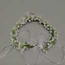 Girl Flower Crown Floral Crown Women Floral Headband Flower Headpiece Wedding Party Wreath Hair Accessories (001B White)