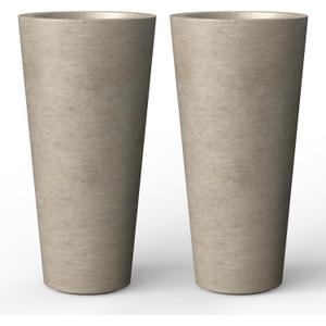 Kante Tall Concrete Planter (Set of 2), 15.8 Inch Height Large Flower Pot for Indoor Outdoor Plants, Suitable for Home, Patio, Garden, Porch, Weathered Concrete