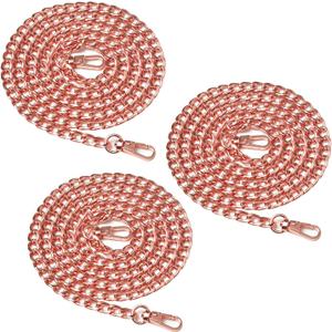 Supkiir Purse Chain Strap, 3Pcs Luxury Fashion 47 Inche Replacement Flat Metal Chain with Buckles Set for DIY Shoulder Cross Body Bag Handbag Purse, Rose Gold