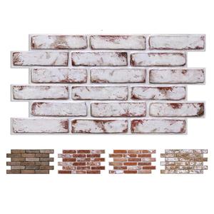 3D Faux Brick Wall Panel Red-Tinted White, Peel and Stick Wall Covering, 12 Pcs of 22.8" x 11.8", Not Real Brick, UrltraLight PVC Self A