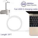 6 x USB C Fan Charger Cable for JISULIFE Handheld Mini Fa-n, Aluan, WiHoo, KIDEE, ZEEFO,FrSara,CIVPOWER Neck Fa-n, HomeLifairy, SWEETFULL Replacement Personal Portable Fan Type-C Charging Power Cord (5FT)