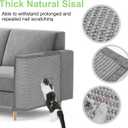 Cat Scratch Couch Protector,23.6" L*19.7" W Scratching Furniture Protector Pad,Cat Scratch Sofa Arm Sheild with Grey Natural Sisal for Protecting Couch Sofa Chair Furniture (Grey/Left Hand)