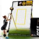 Apex Sports Adjustable Volleyball Rebounder Net 7x4 ft – Bounce Back Training Equipment with Angle Customization for Practicing Volleying, Bumping, Spiking – Durable & Portable with Travel Bag, Yellow and Black 