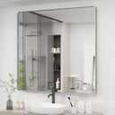 36x36 Silver Square Bathroom Mirror for Wall, Brushed Metal Framed Bathroom Vanity Mirror, Rounded Rectangle Silver Mirror, Shatterproof, Anti-Rust (Horizontal/Vertical)