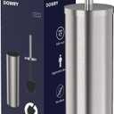 DOWRY Stainless Steel Freestanding Toilet Bowl Brush and Holder with Long Handle for Bathroom Storage Organization,Sturdy Deep Cleaning Toilet Bowl Cleaner,Nickel Round