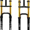 20/26 inch 4.0 Fat Tire Bike Air Suspension Fork - 180mm Travel, 135mm Hub Spacing, QR 9mm, Double Crown Shock Absorber Fork for MTB Fat Snow Beach E-Bike