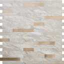 DICOFUN 10 Sheets Marble Look Peel and Stick Backsplash Wall Tile, PVC Kitchen Backsplash Peel and Stick in Light Brown, 9.4 sq.ft (Light Brown with Metal Gold)