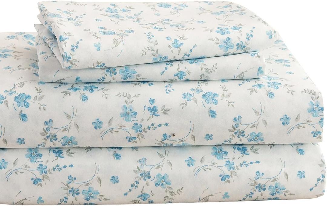 4 Piece Sheets Set Floral - Sleep Better Than Ever with These Ultra-Soft & Cooling Bed Sheets for Your Bed - Deep Pocket Fits 16"-24" Mattress (Blue,Queen (U.S. Standard)