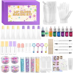 Dewiitine Adult Lip Gloss Base Kit, Cosmetic Lip Gloss Ingredients Set for Personal Use, Clear Gloss Base with Color Pigments & Empty Tubes, Non-Toy, 18+