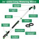 RESTMO 36 Long Watering Wand, Metal Garden Hose Wand with 180 Swivel Head and 10 Spray Patterns, Heavy Duty Hose Nozzle Sprayer with Thumb Flow Control, for Water Hanging Baskets, Shrubs, Silver