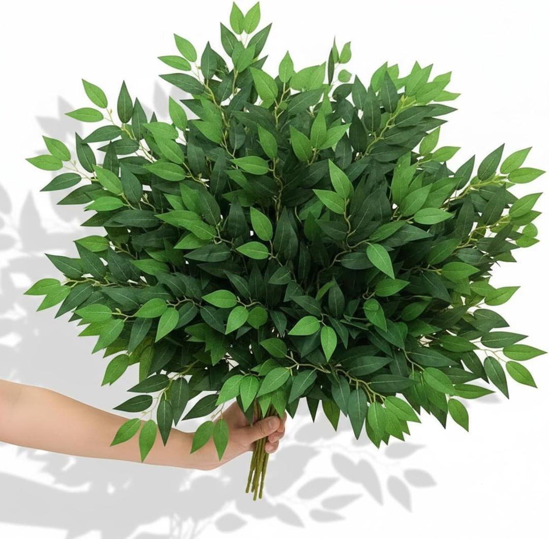 Eonflux 40pcs 68cm Artificial Ruscus Style Greenery Stems, Italian ruscus Greenery, Faux Greenery Garland for Wedding Arch Decor, Balloon Arch, Centerpieces, Home Floral ArrangementsChristmas Stems