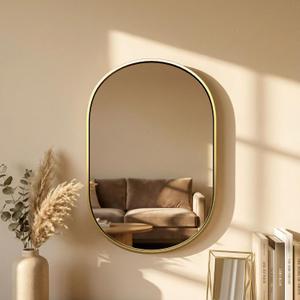 16x24 Oval Mirror - Pill Shaped Bathroom Vanity Mirror, Gold