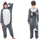 Animal Onesie Pajamas for Kids Christmas Onesie Cute One Piece Pajamas Sleepwear Gift for Boys Girls (8 Years, Gray)