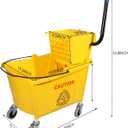 Midoneat Commercial Mop Bucket with Side Press Wringer on Wheels, Including One Commercial Mop, 35 Quart, Yellow