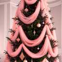 100 ft Pink Christmas Tree Garland Pink Decorative Veil Christmas Garland with Wire Xmas Hanging Decorations for Xmas Tree Holiday Party Decor