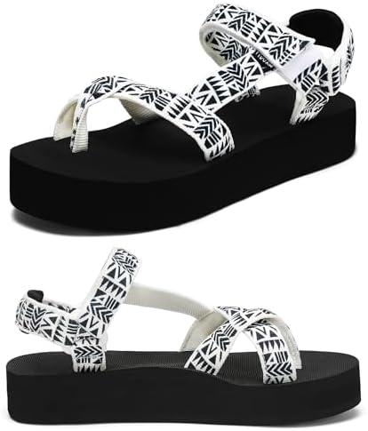 Qzize Sport Walking Water Sandals for Women with Arch Support & Adjustable Straps Platform Sandals Women Height Increase Size 42
