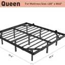 14 Inch Queen Bed Frame, Metal Platform Bed Frame Queen Size with Storage Space, No Box Spring Needed, Sturdy Steel Slat Support, Hidden Recessed Legs, Safety Corner Protectors, Easy Assembly