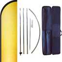 Solid Golden Blank Swooper Flag Pole Kit for Businesses,Advertising Banner Kit Include 8 Feet Tall Feather Flag,Banner Pole,Ground Spike and Travel Bag-12 Feet