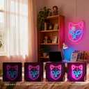 Demon Fox Face Neon Sign, Japanese Anime Slayer Neon Light for Wall Decor, Bedroom, Game Room, Birthday Party, Dimmable, USB Powered, Pink, Ice Blue(11.8"x9.2")
