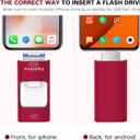 Flash Drive for iPhone 256GB, 4 in 1 USB Type C Memory Stick, Photo Stick External Storage Thumb Drive for iPhone iPad Android Computer, Candy Red