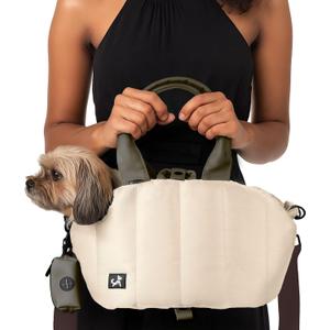 Sytopia Small Dog Carrier Purse, Portable Pet Carrier Tote Carrier with Pockets, Adjustable Safety Leash, Waterproof Dog Travel Bag, Travel Pets Purse up to 4 Lbs, Cream Beige (17.7"L x 8.7"W x 9.4"H)