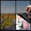 One Way Window Privacy Film with Tools, Heat Control Window Tint for Home, Explosion-Proof Premium PET Material Sun Blocking Anti UV Reflective Window Film, Cosmic Black,23.6 Inch x 16.4 Feet