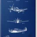 Stupell Industries Airplane Diagram Blueprint Chart Canvas Wall Art, Design by Karl Hronek (16L" x 20W")