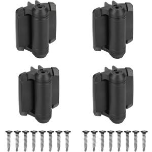 Heavy Duty Self Closing Gate Hinges with Safety Cap,Pool Gate Hinges with Alignment Legs No Rust and Adjustable Fence Hinges Kit for Outdoor Metal Gate,Vinyl Gates,Wood Gate,Black,2 Pack(4 Count)