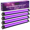 Rechargeable Black Light Bar 3 Packs, Battery Powered Black Lights for Glow Party, Cordless UV Strip Lights with On/Off/Dimma/Flash Switch, for Neon,Uranium Glass, Classroom,Paint, Poster,Stage