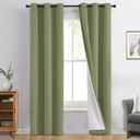 Yakamok 100% Blackout Curtains for Living Room, Thermal Insulated Blackout Curtains 84 inch Length Heat and Full Light Blocking Curtains Window Drapes for Bedroom with White Backing, Sage, W40 x L84