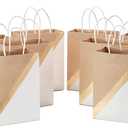 Hallmark 9" Medium Paper Gift Bags (Pack of 8 - White & Kraft) for Valentine's Day, Easter, Birthdays, Mother's Day, Weddings, Graduations, Baby Showers, Bridal Showers, Care Packages and More