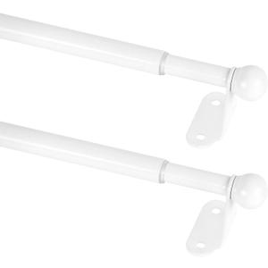 KXLife 2 Pack Small Curtain Rod 18-30 Inch, 1/2 Diameter, Cafe Door Curtain Window Rod, Adjustable Drapery Rods with Brackets (White)