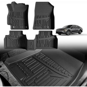 TripleAliners All Weather Floor Mats Compatible with 2024 2025 2026 KIA K4 Accessories 1st & 2nd Row Liners TPE Full Coverage Protection Waterproof Car Floor Liners