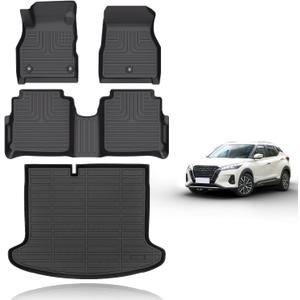 All Weather Car Floor Mats & Cargo Liner Set Fit for Nissan Kicks 2018 2019 2020 2021 2022 2023 2024 Floor Liners Trunk Liner Kicks Cargo Mat Accessories Black