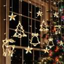 Attmu Christmas Window Lights Decorations, Curtain Lights Fairy Lights with 8 Modes, LED Christmas Lights for Bedroom, Party Decor (Warm White)