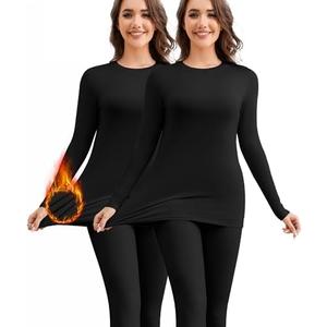 BESTENA Long Sleeve Undershirt for Women, Soft Thermal Shirts with Warm Fleece Lining, Base Layer Thermal Tops XS