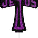 Jesus Cross Cake Topper, He is Risen, Jesus Easter Party Decor, Religious Holiday Cake Decorations, Spring Easter Festival Party Decorations Glitter