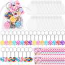 74 Pcs Candy Party Favors Set Sweet Lollipops Keychains Charms Clear Organza Bags and Candy Tags Candy Theme Party Decorations for Lollipop Birthday Baby Shower Supplies
