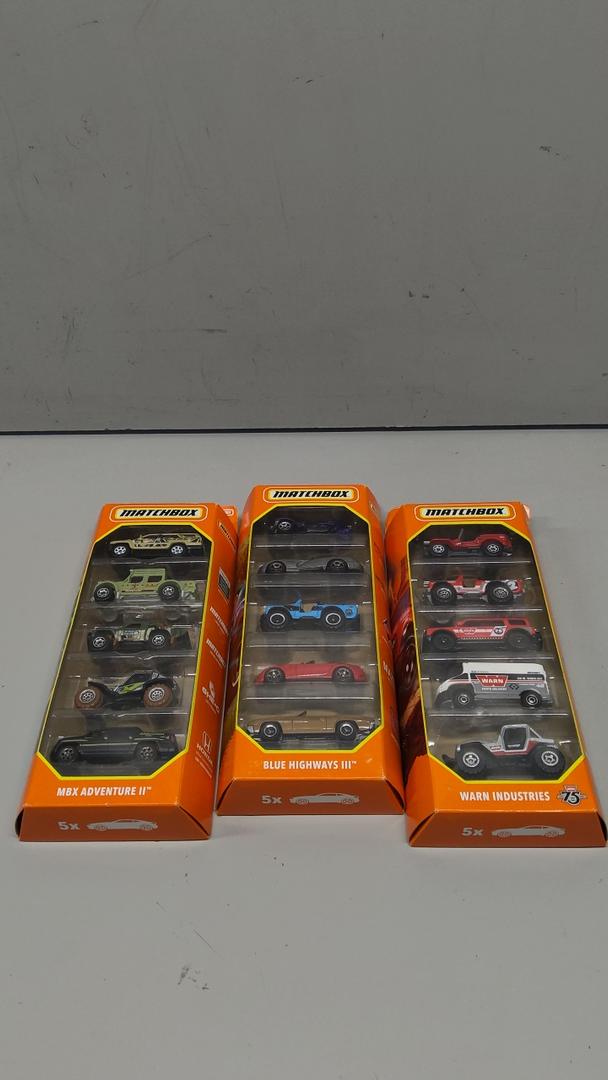 3 Pack Matchbox MBX Adventure II, Blue Highways III, Warn Industries