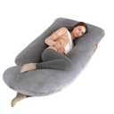 ALLOPERA Pregnancy Pillow, Full Body Maternity Pillow 57 inch, with Removable Washable Cover - Sleep Support for Legs, Back, Neck, Shoulder, HIPS, Belly for Pregnent Women, Velvet Cover(Grey)