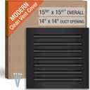 FA-STAR Clean Modern AC Vent Cover - Duct Opening 14 x 14 (Black) | All Aluminium Decorative Air Vent, Adjustable & Removable Slat, Screw-In On The Side, Linear Slot Diffuser for Ceiling Walls, Neck: 13.62" x 13.50" - Face: 15.59" x 15.47"