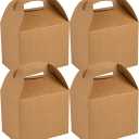 Restaurantware Bio Tek 10 x 7 x 8 Inch Gable Boxes For Party Favors, 25 Attractive Gift Boxes - With Built-In Handle, Greaseproof, Kraft Paper Gable Boxes, For Birthday Parties And Weddings