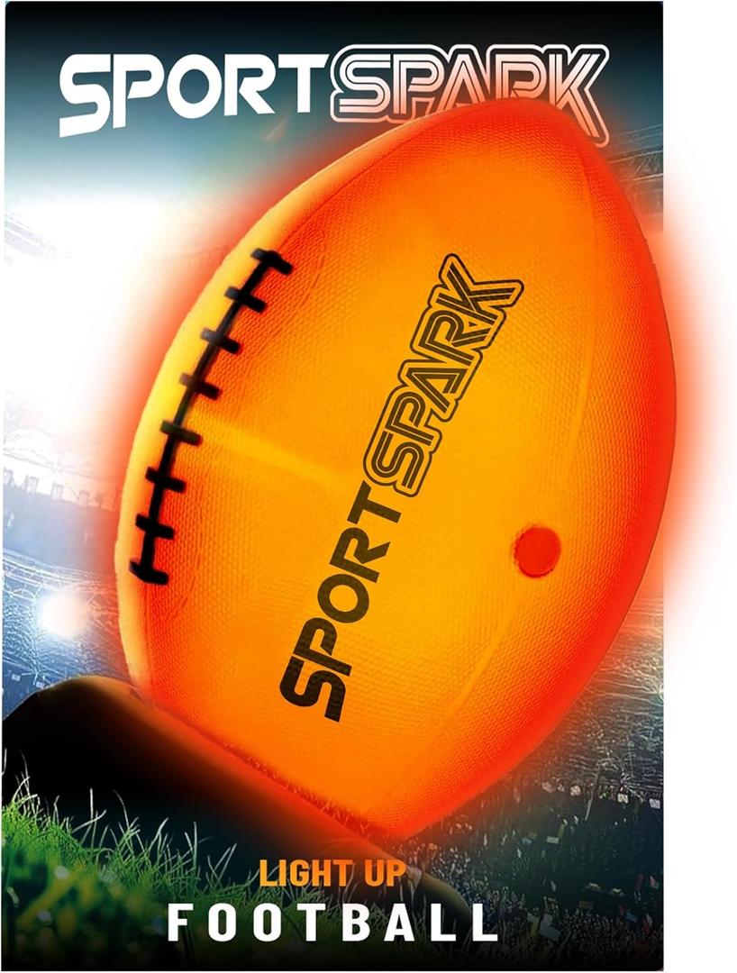 Light Up Football - Glow in The Dark Ball - Outdoor Sports Birthday Gifts for Boys Ages 8-15 - Kids & Teenage Youth Gift Ideas