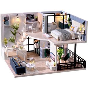 Fsolis DIY Miniature Dollhouse Kit - Tiny House Modern Mini Scene Kit 3D Puzzles for Adults and Teenagers, Gifts for Women Teenagers Craft Lovers (Cozy Time)