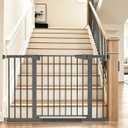 Cumbor 30-48 in Baby Gate for Stairs, Auto Close Dog Gate Indoor Cool Gray