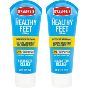 O'Keeffe's for Healthy Feet Intense Renewal Cream with Urea & Alpha Hydroxy Acid - 3 oz Tube - Chemically Exfoliates and Softens Extremely Callused, Dry Feet (Pack of 2)