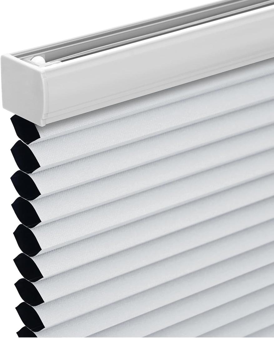 Changshade Cordless Cellular Shades,Blackout Honeycomb Shades for Windows,Pull Down Pleated Blinds,Easy to Install for Indoor Windows and French Doors,White(Blackout),18" w x 36" h